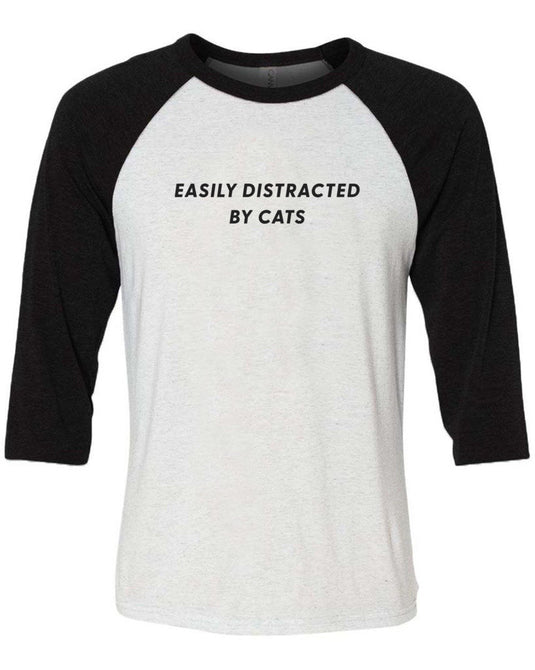 Unisex | Easily Distracted Cat | 3/4 Sleeve Raglan - Arm The Animals Clothing Co.