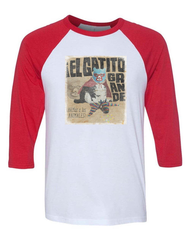 Load image into Gallery viewer, Unisex | El Gatito Grande | 3/4 Sleeve Raglan - Arm The Animals Clothing Co.
