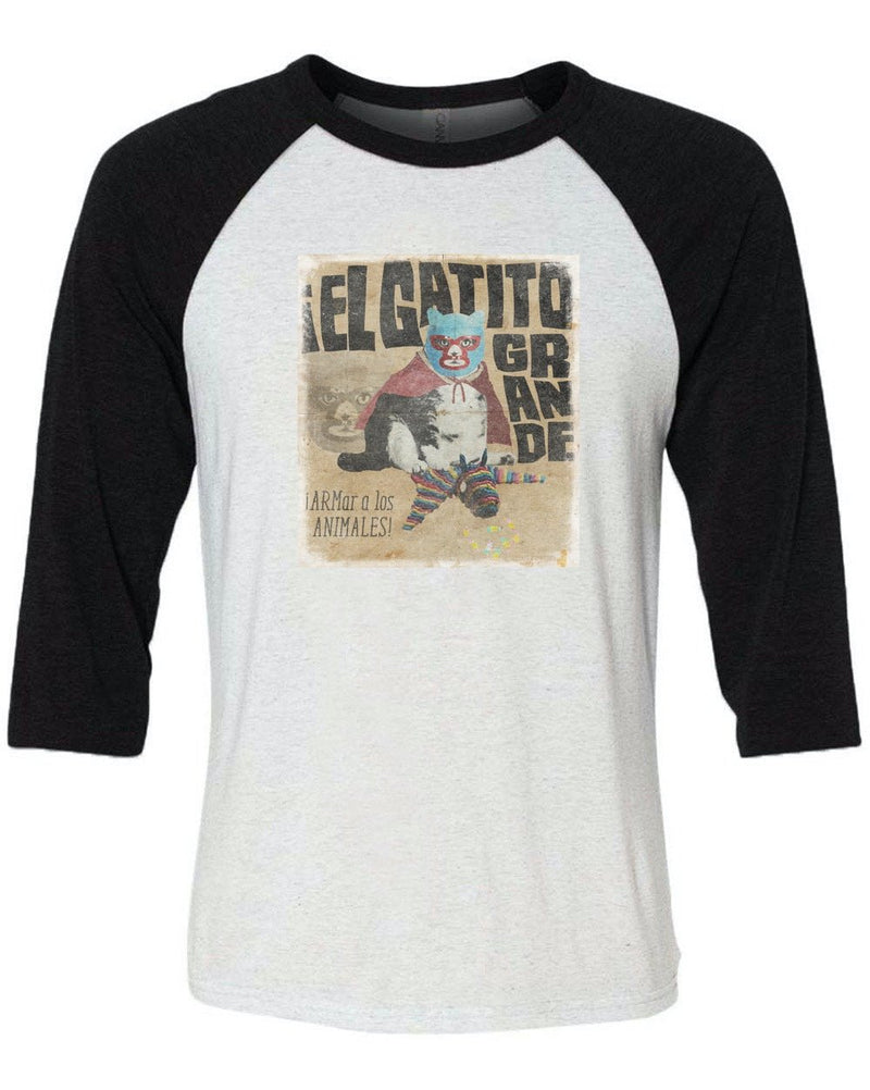 Load image into Gallery viewer, Unisex | El Gatito Grande | 3/4 Sleeve Raglan - Arm The Animals Clothing Co.
