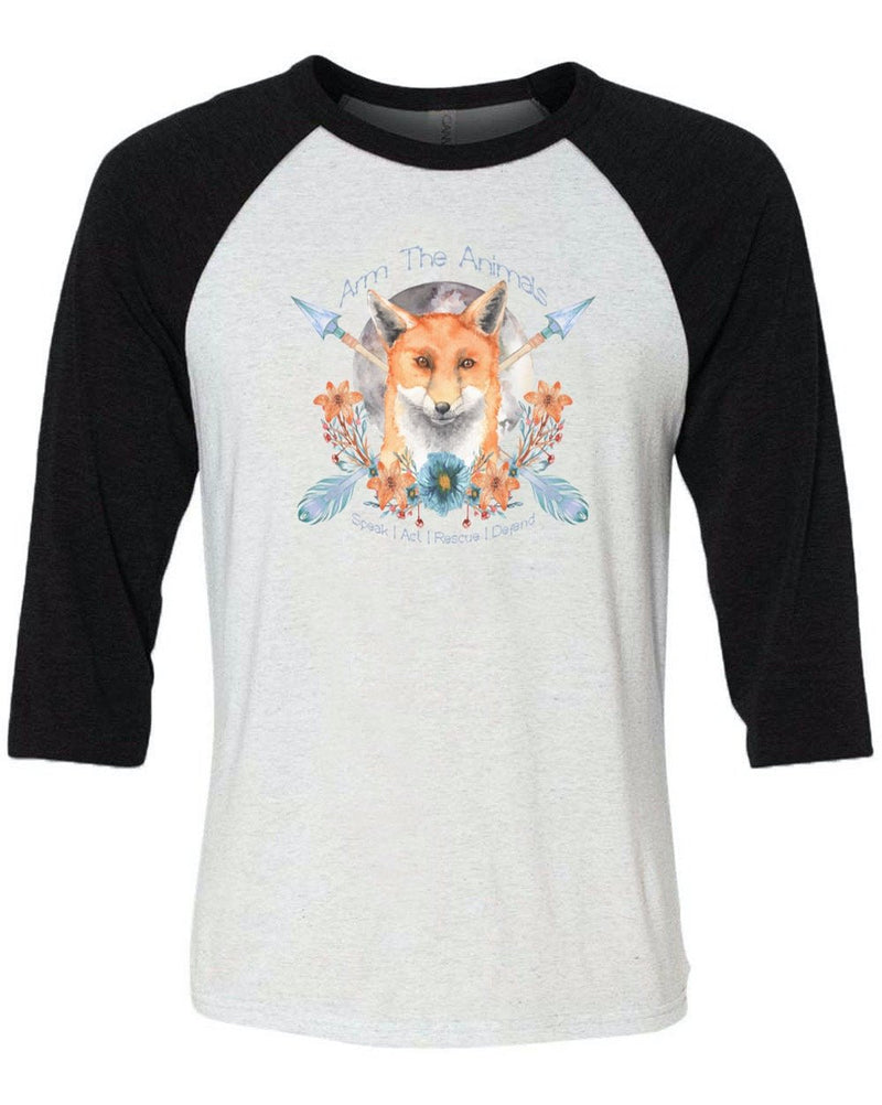 Load image into Gallery viewer, Unisex | Fox Confessor | 3/4 Sleeve Raglan - Arm The Animals Clothing Co.
