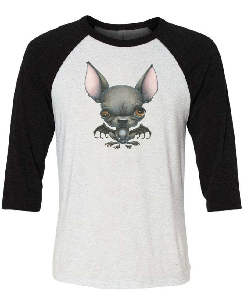 Load image into Gallery viewer, Unisex | French Batdog | 3/4 Sleeve Raglan - Arm The Animals Clothing Co.
