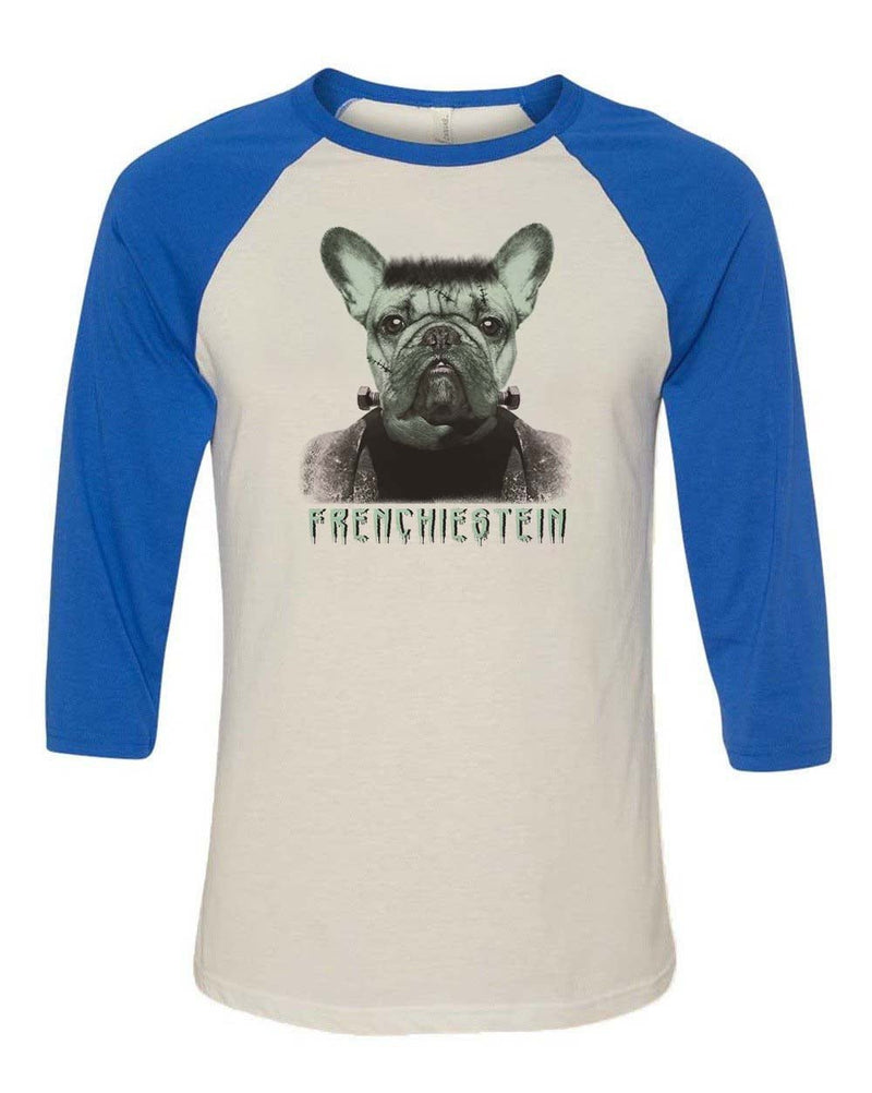 Load image into Gallery viewer, Unisex | Frenchiestein | 3/4 Sleeve Raglan - Arm The Animals Clothing Co.
