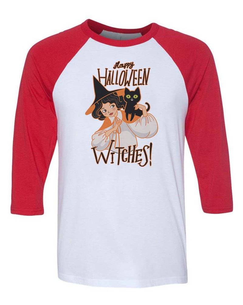 Load image into Gallery viewer, Unisex | Happy Halloween WITCHES | 3/4 Sleeve Raglan - Arm The Animals Clothing Co.
