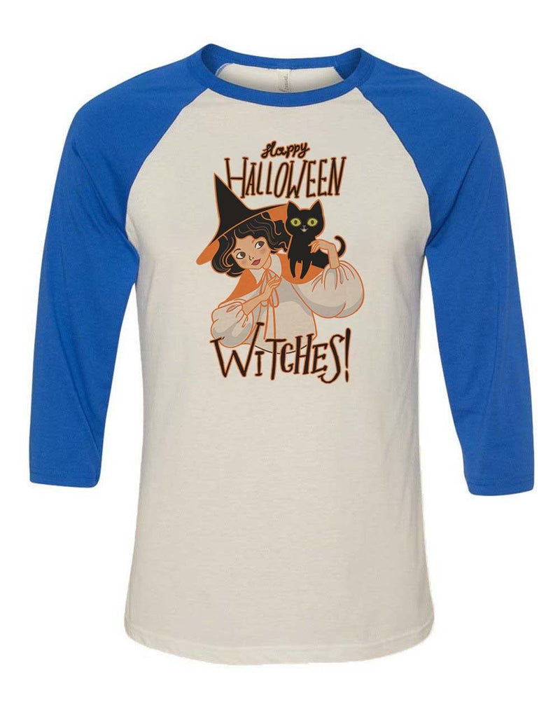 Load image into Gallery viewer, Unisex | Happy Halloween WITCHES | 3/4 Sleeve Raglan - Arm The Animals Clothing Co.
