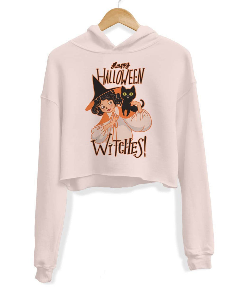 Load image into Gallery viewer, Unisex | Happy Halloween WITCHES | Crop Hoodie - Arm The Animals Clothing Co.
