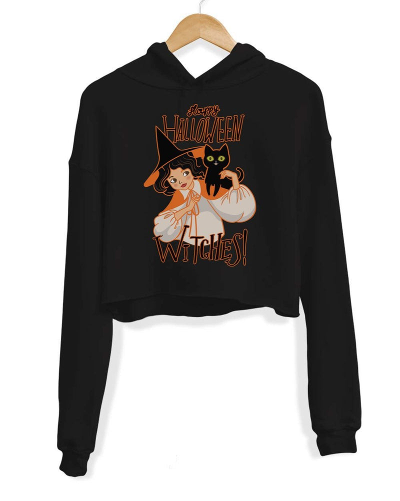 Load image into Gallery viewer, Unisex | Happy Halloween WITCHES | Crop Hoodie - Arm The Animals Clothing Co.
