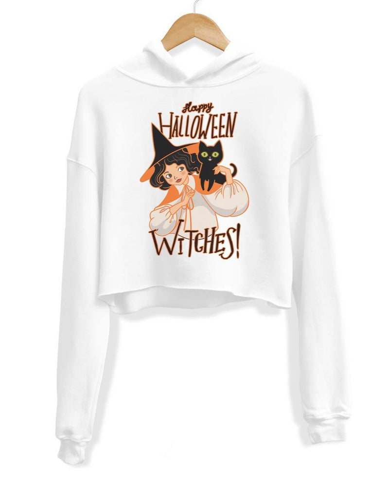 Load image into Gallery viewer, Unisex | Happy Halloween WITCHES | Crop Hoodie - Arm The Animals Clothing Co.
