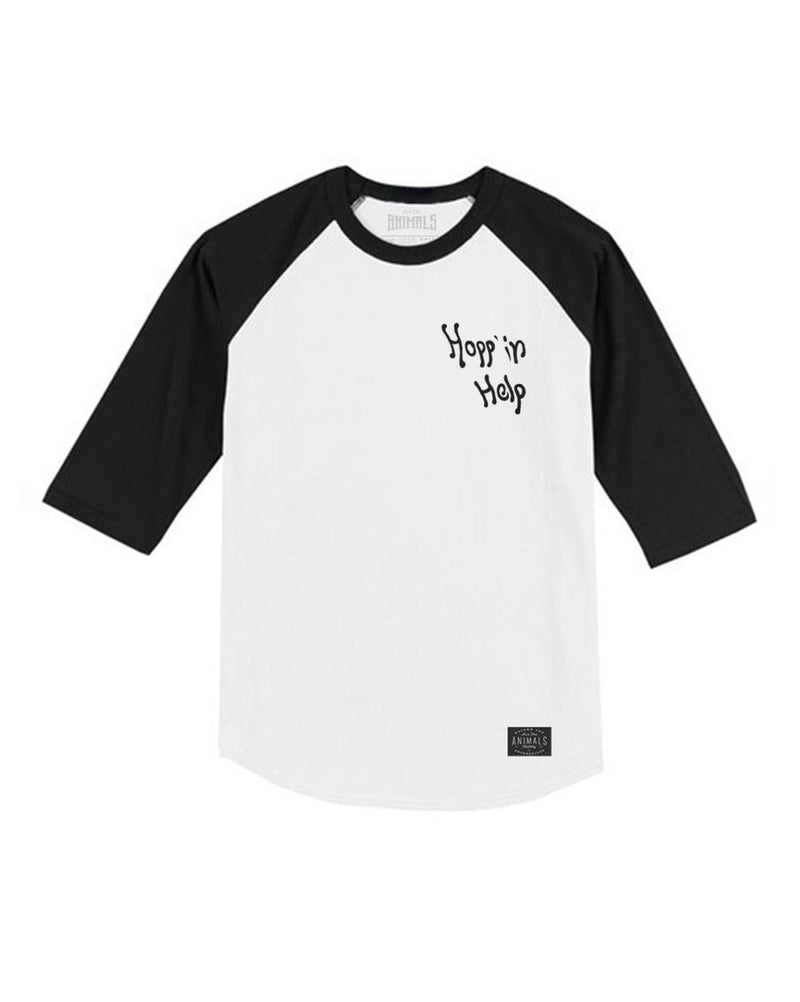 Load image into Gallery viewer, Unisex | Hoppin&#39; Help Mission | 3/4 Sleeve Raglan - Arm The Animals Clothing LLC
