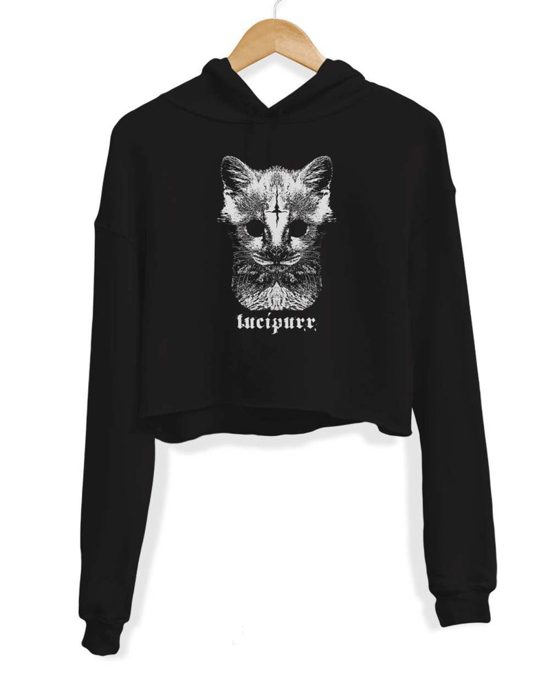Load image into Gallery viewer, Unisex | Lucipurr | Crop Hoodie - Arm The Animals Clothing Co.
