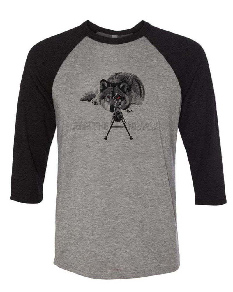 Load image into Gallery viewer, Unisex | M-16 Wolf Arctic Warfare | 3/4 Sleeve Raglan - Arm The Animals Clothing Co.
