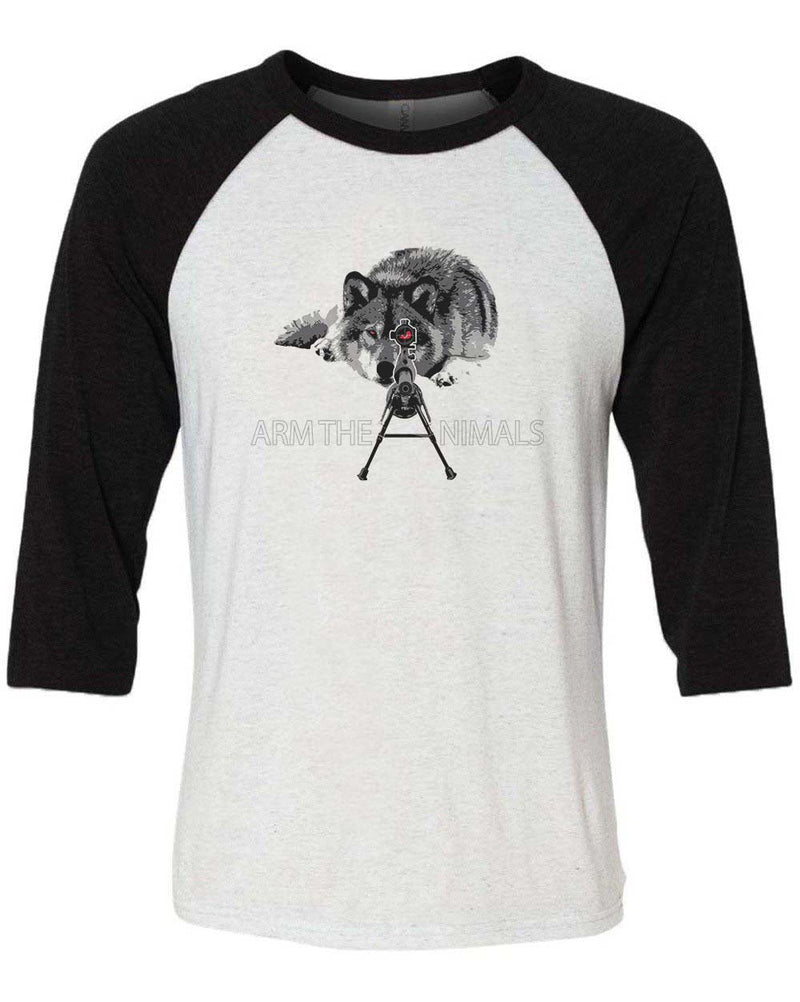 Load image into Gallery viewer, Unisex | M-16 Wolf Arctic Warfare | 3/4 Sleeve Raglan - Arm The Animals Clothing Co.
