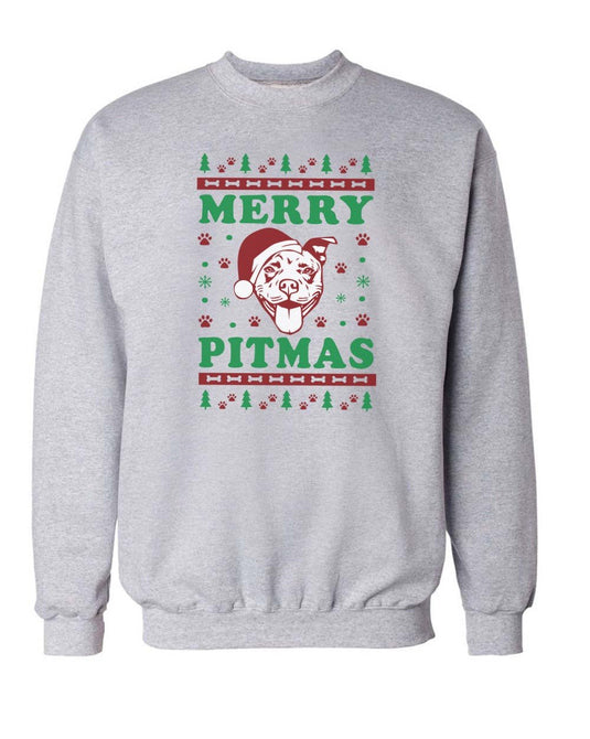 Unisex | Merry Pitmas | Crewneck Sweatshirt - Arm The Animals Clothing LLC