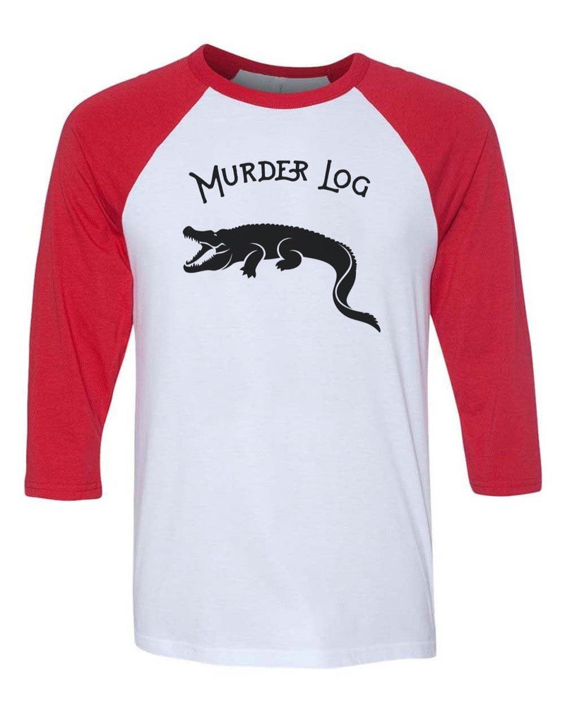 Load image into Gallery viewer, Unisex | Murder Log | 3/4 Sleeve Raglan - Arm The Animals Clothing Co.
