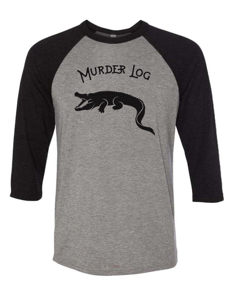 Load image into Gallery viewer, Unisex | Murder Log | 3/4 Sleeve Raglan - Arm The Animals Clothing Co.
