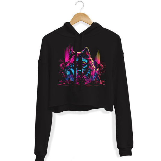 Unisex | Neon Wolf | Crop Hoodie - Arm The Animals Clothing LLC