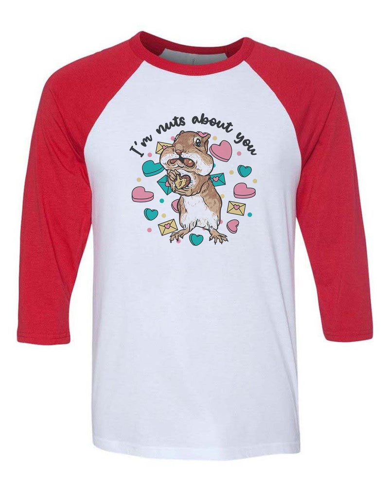 Load image into Gallery viewer, Unisex | Nuts About You | 3/4 Sleeve Raglan - Arm The Animals Clothing Co.
