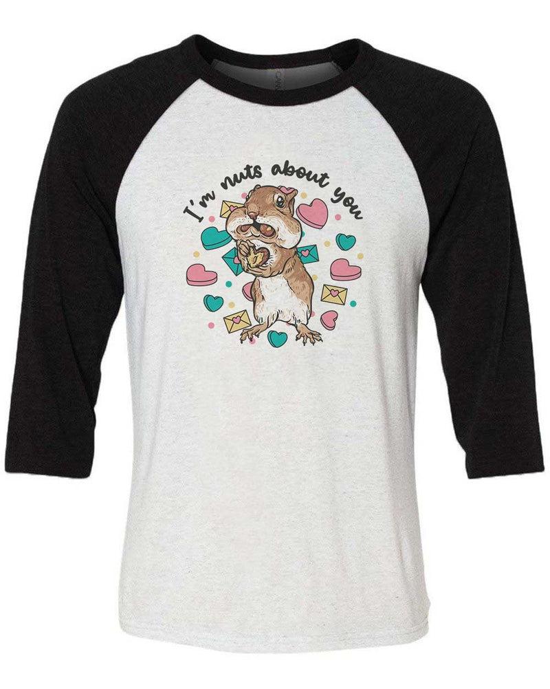Load image into Gallery viewer, Unisex | Nuts About You | 3/4 Sleeve Raglan - Arm The Animals Clothing Co.
