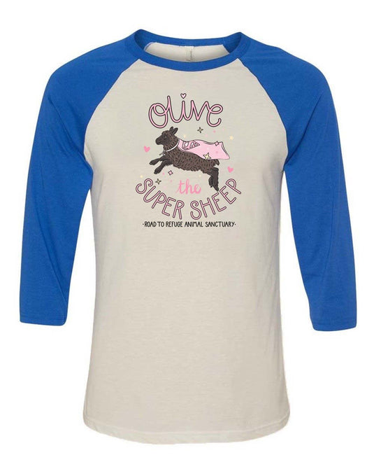 Unisex | Olive The Super Sheep | 3/4 Sleeve Raglan - Arm The Animals Clothing Co.