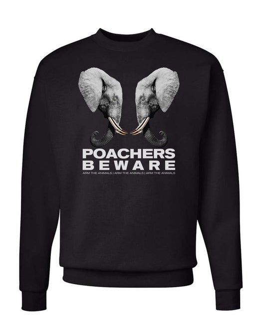 Unisex | Poachers Beware | Crewneck Sweatshirt - Arm The Animals Clothing Co.