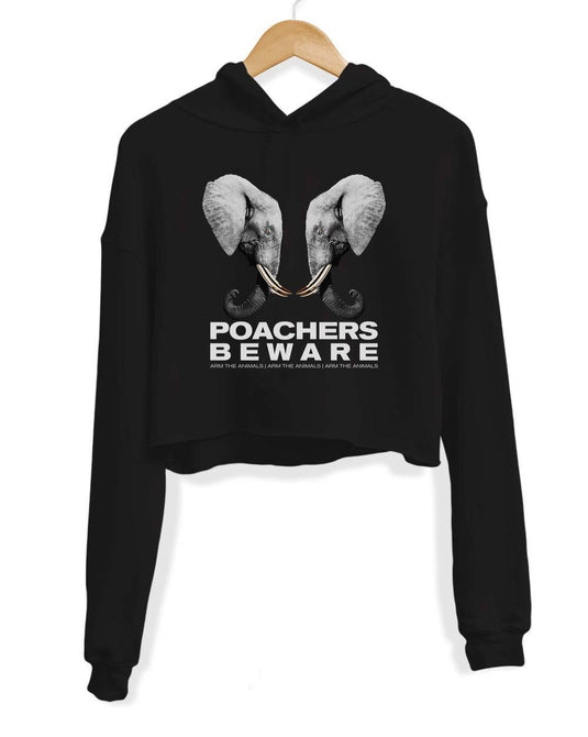 Unisex | Poachers Beware | Crop Hoodie - Arm The Animals Clothing Co.