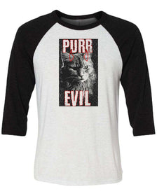 Unisex | Purr Evil | 3/4 Sleeve Raglan - Arm The Animals Clothing LLC