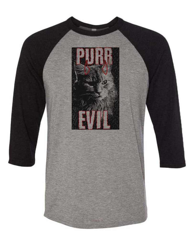 Load image into Gallery viewer, Unisex | Purr Evil | 3/4 Sleeve Raglan - Arm The Animals Clothing LLC
