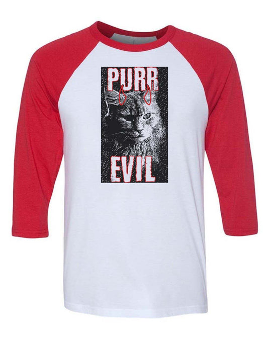 Unisex | Purr Evil | 3/4 Sleeve Raglan - Arm The Animals Clothing LLC