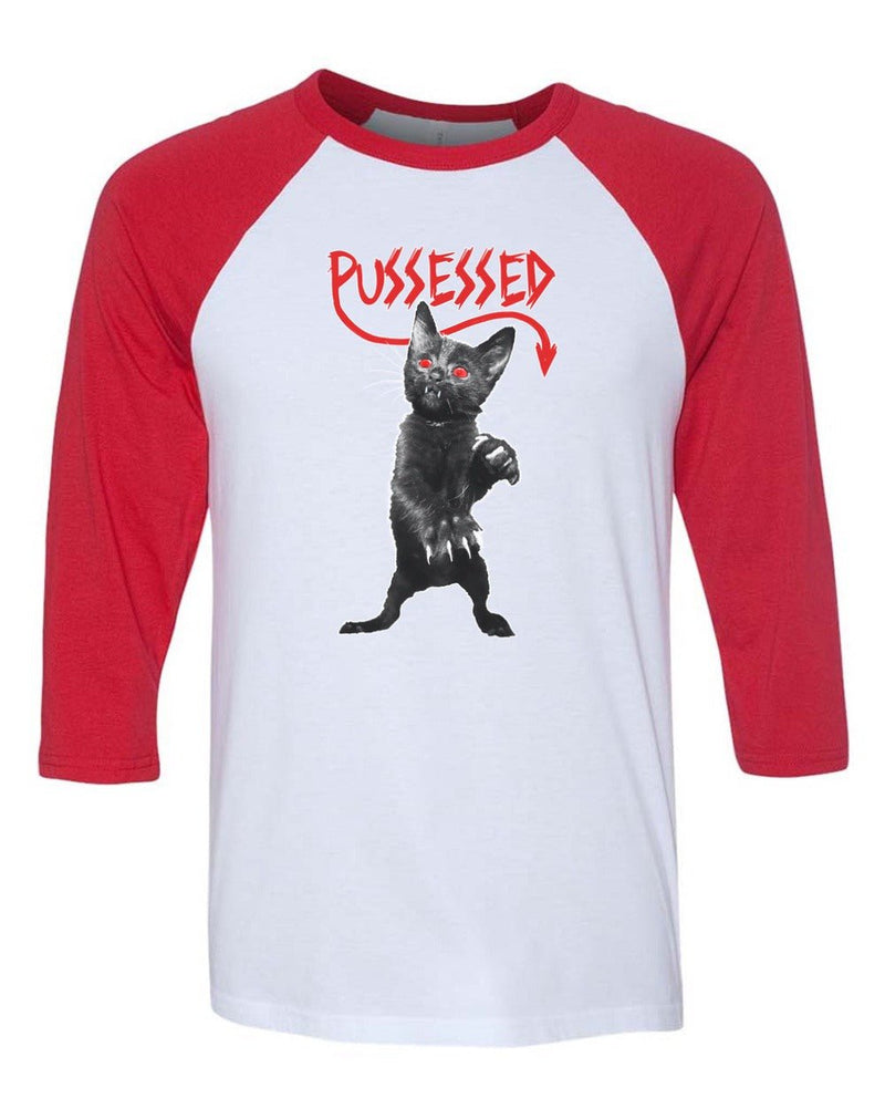 Load image into Gallery viewer, Unisex | Pussessed | 3/4 Sleeve Raglan - Arm The Animals Clothing Co.
