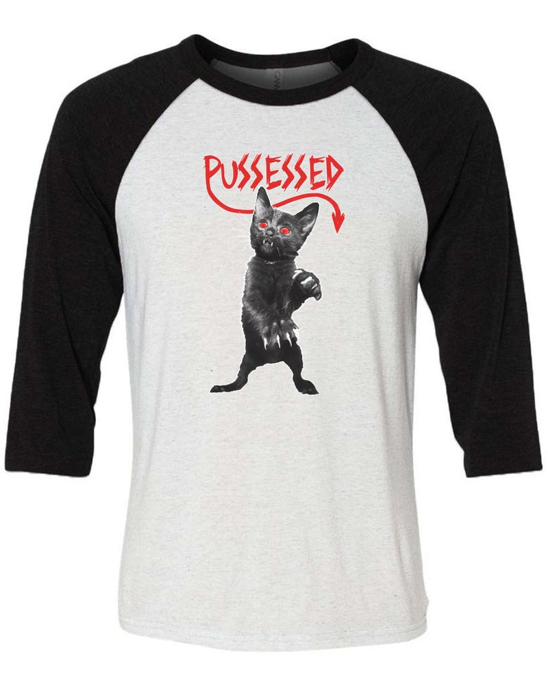 Load image into Gallery viewer, Unisex | Pussessed | 3/4 Sleeve Raglan - Arm The Animals Clothing Co.
