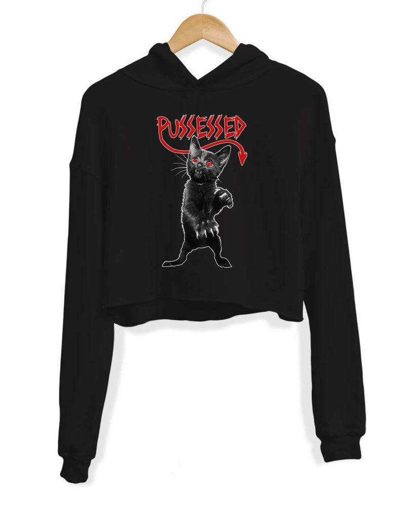 Load image into Gallery viewer, Unisex | Pussessed | Crop Hoodie - Arm The Animals Clothing Co.
