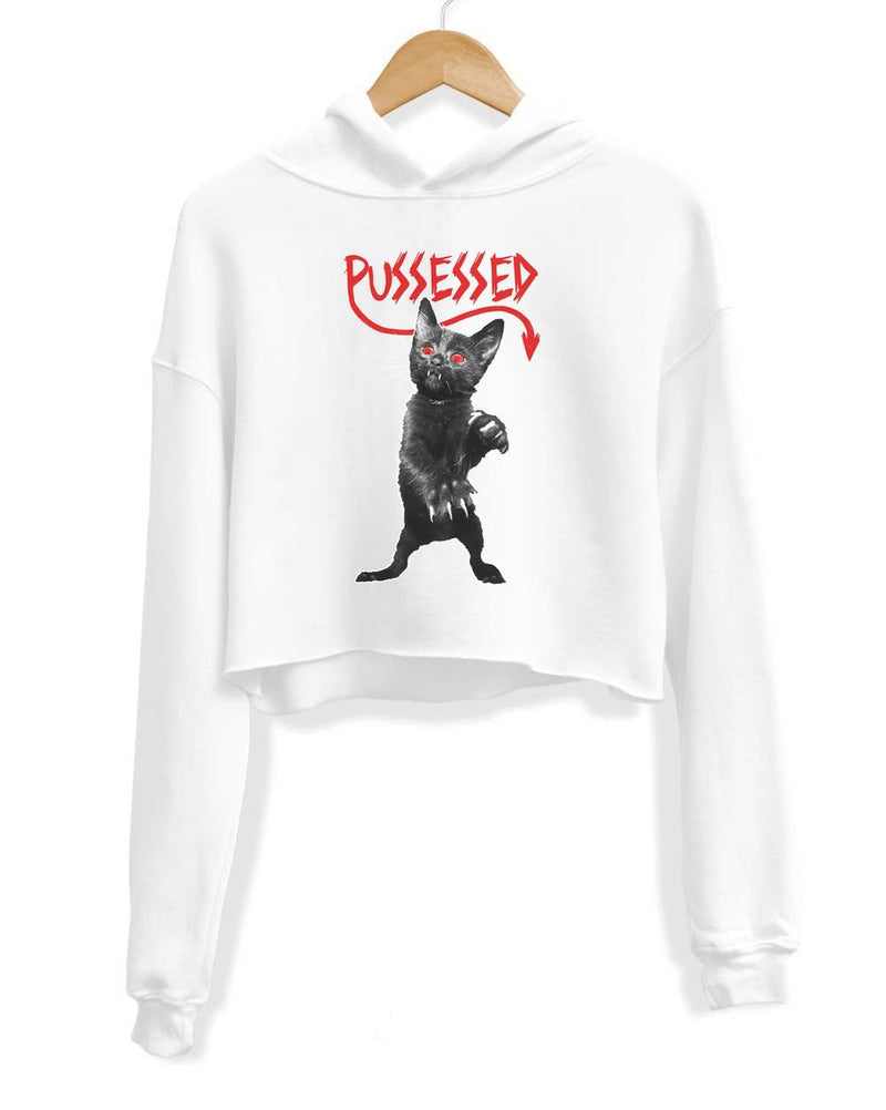 Load image into Gallery viewer, Unisex | Pussessed | Crop Hoodie - Arm The Animals Clothing Co.
