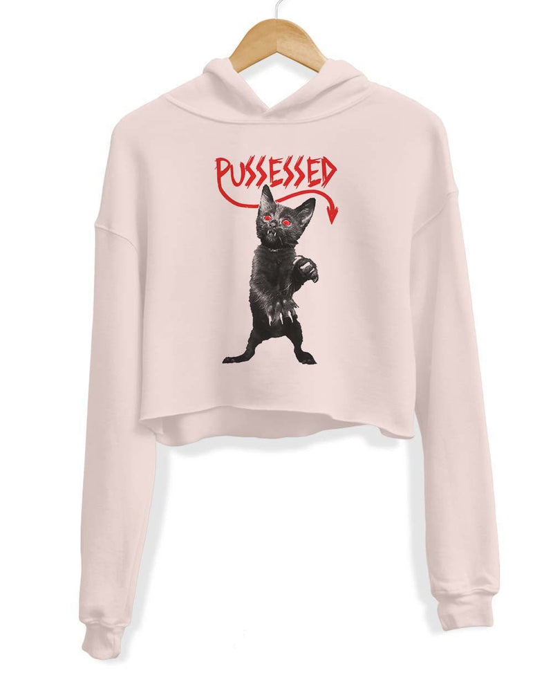 Load image into Gallery viewer, Unisex | Pussessed | Crop Hoodie - Arm The Animals Clothing Co.
