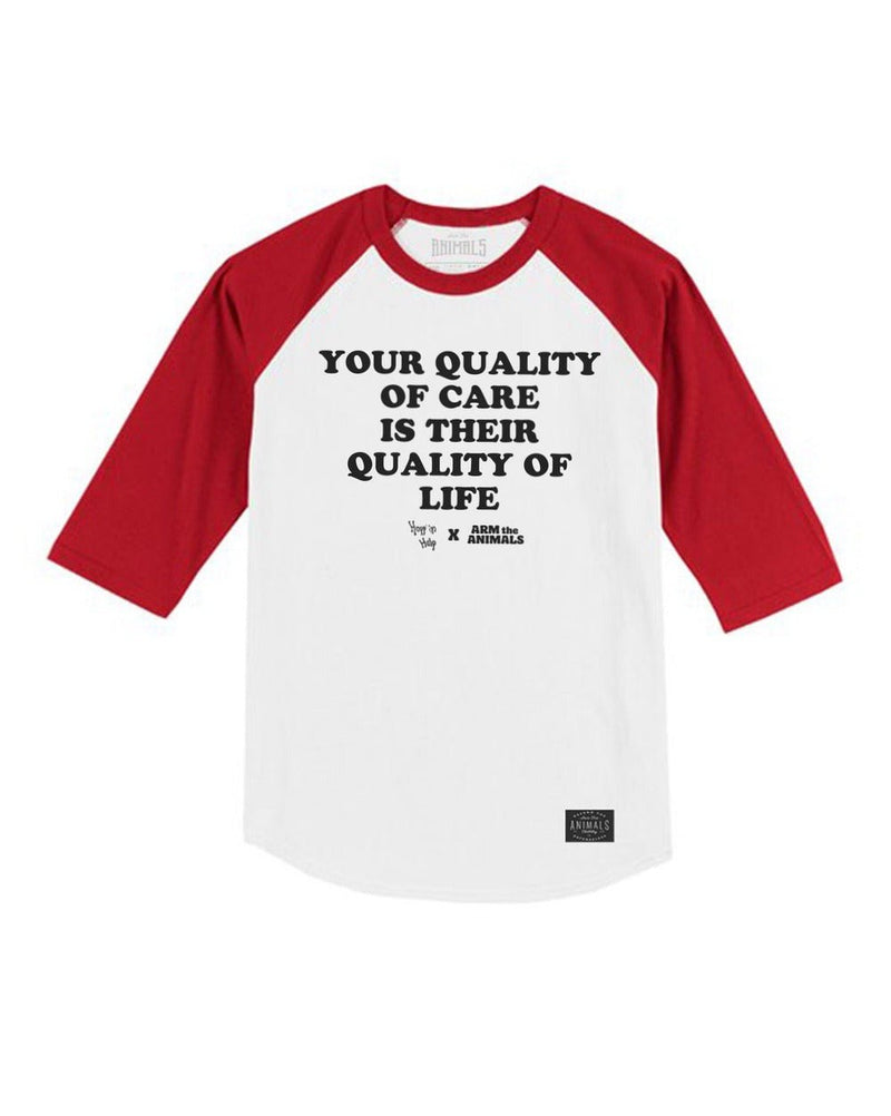 Load image into Gallery viewer, Unisex | Quality Of Care | 3/4 Sleeve Raglan - Arm The Animals Clothing LLC
