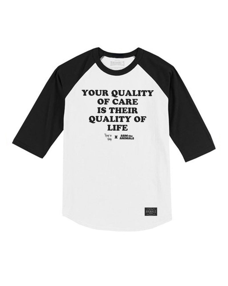 Load image into Gallery viewer, Unisex | Quality Of Care | 3/4 Sleeve Raglan - Arm The Animals Clothing LLC
