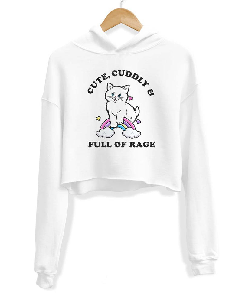 Load image into Gallery viewer, Unisex | Rage Kitty | Crop Hoodie - Arm The Animals Clothing Co.
