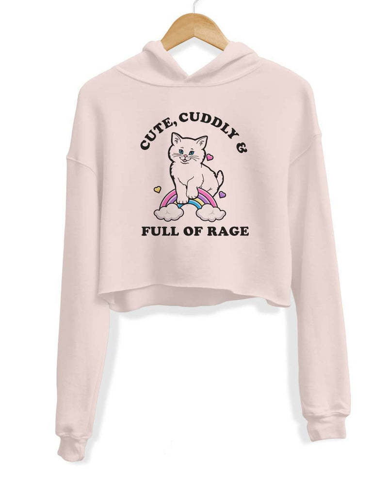 Load image into Gallery viewer, Unisex | Rage Kitty | Crop Hoodie - Arm The Animals Clothing Co.
