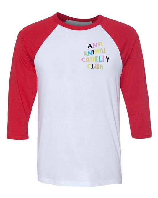 Unisex | Rainbow Anti Animal Cruelty Club | 3/4 Sleeve Raglan - Arm The Animals Clothing LLC