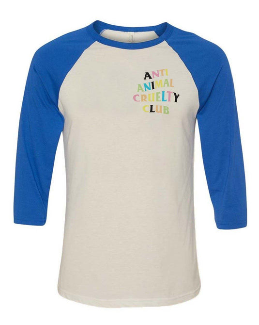 Unisex | Rainbow Anti Animal Cruelty Club | 3/4 Sleeve Raglan - Arm The Animals Clothing LLC