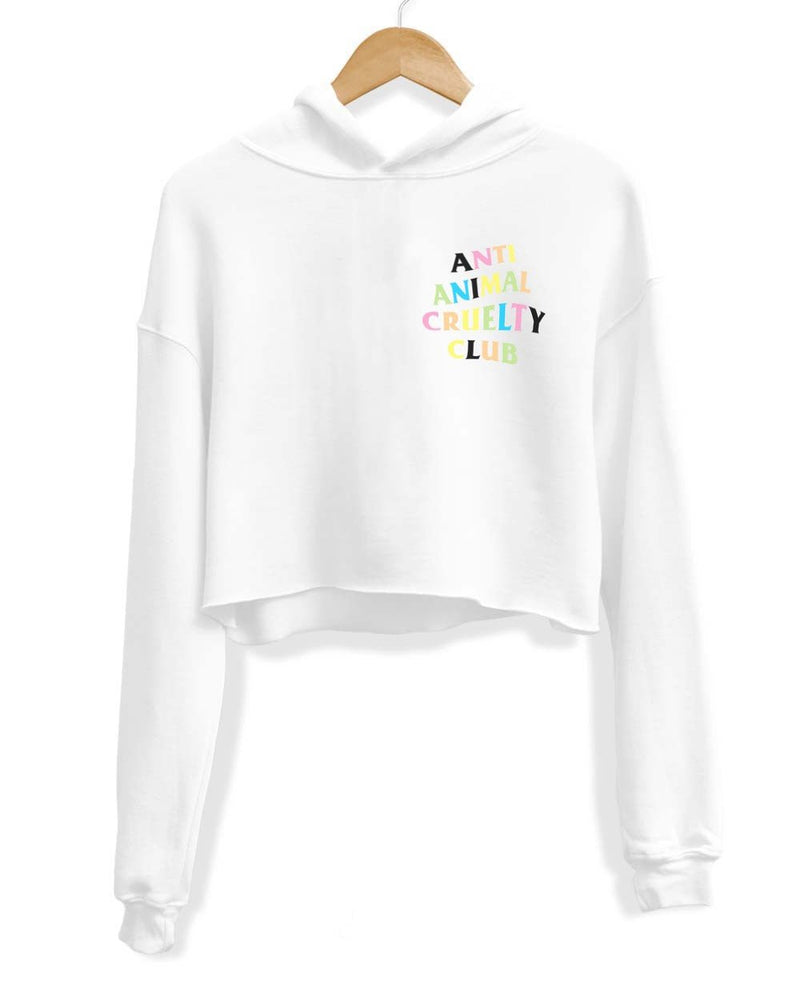 Load image into Gallery viewer, Unisex | Rainbow Anti Animal Cruelty Club | Crop Hoodie - Arm The Animals Clothing Co.

