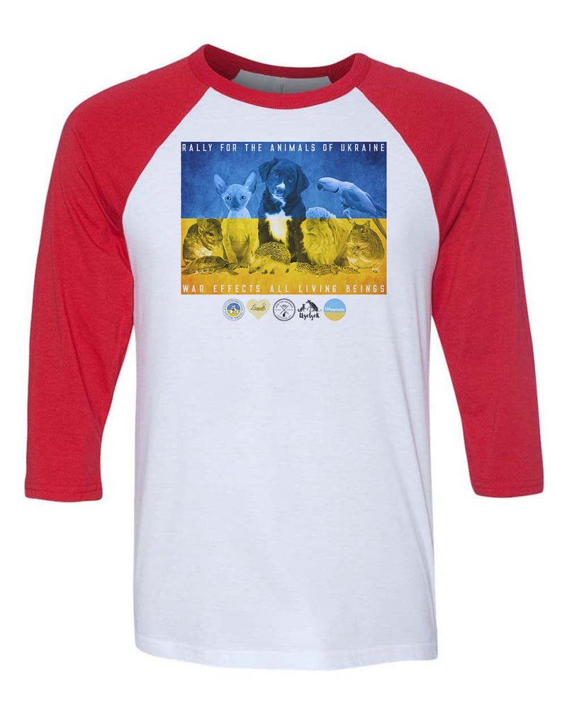 Load image into Gallery viewer, Unisex | Rally For Ukraine | 3/4 Sleeve Raglan - Arm The Animals Clothing Co.
