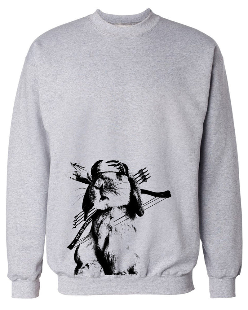 Load image into Gallery viewer, Unisex | Rambo Bunny | Crewneck Sweatshirt - Arm The Animals Clothing Co.
