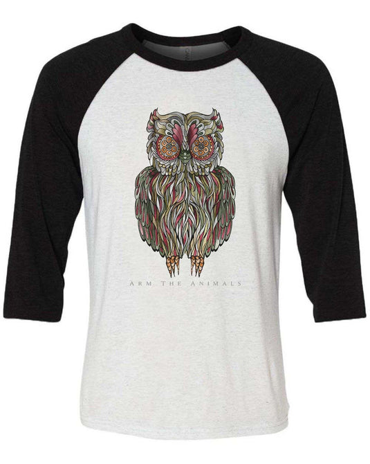 Unisex | Rev-Owl-Ver | 3/4 Sleeve Raglan - Arm The Animals Clothing Co.