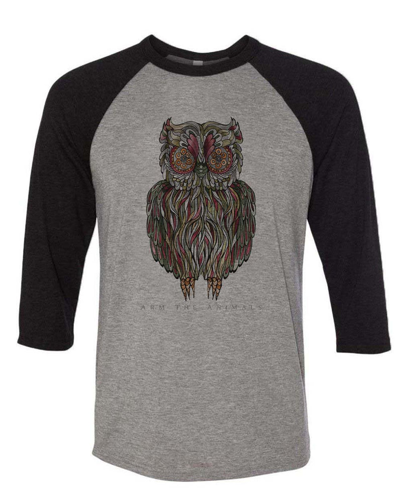 Load image into Gallery viewer, Unisex | Rev-Owl-Ver | 3/4 Sleeve Raglan - Arm The Animals Clothing Co.
