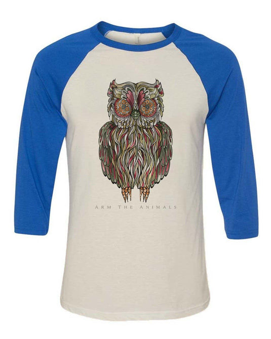 Unisex | Rev-Owl-Ver | 3/4 Sleeve Raglan - Arm The Animals Clothing Co.