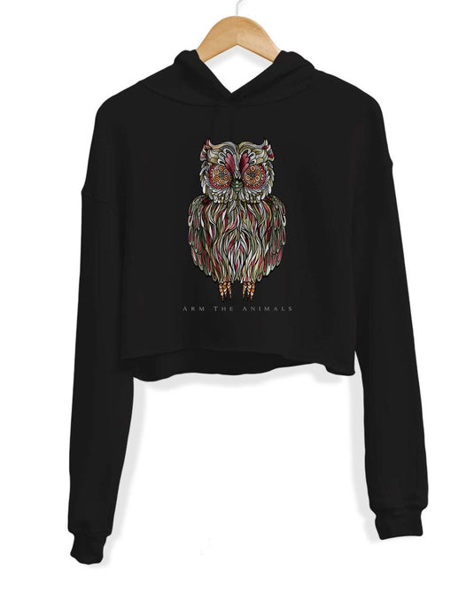 Unisex | Rev-Owl-Ver | Crop Hoodie - Arm The Animals Clothing Co.