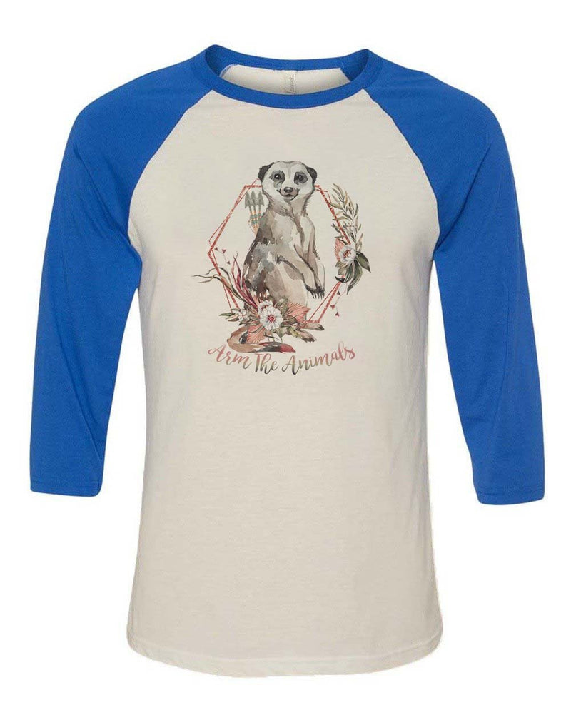 Load image into Gallery viewer, Unisex | Ridgeline Meerkat | 3/4 Sleeve Raglan - Arm The Animals Clothing Co.
