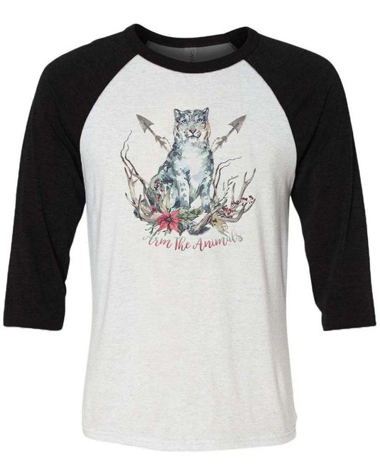 Unisex | Ridgeline Snow Leopard | 3/4 Sleeve Raglan - Arm The Animals Clothing Co.