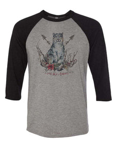 Unisex | Ridgeline Snow Leopard | 3/4 Sleeve Raglan - Arm The Animals Clothing Co.