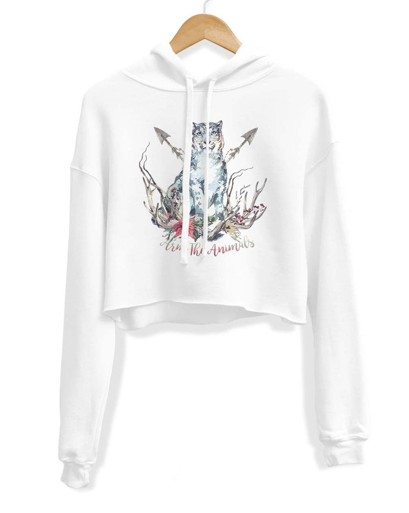 Load image into Gallery viewer, Unisex | Ridgeline Snow Leopard | Crop Hoodie - Arm The Animals Clothing Co.
