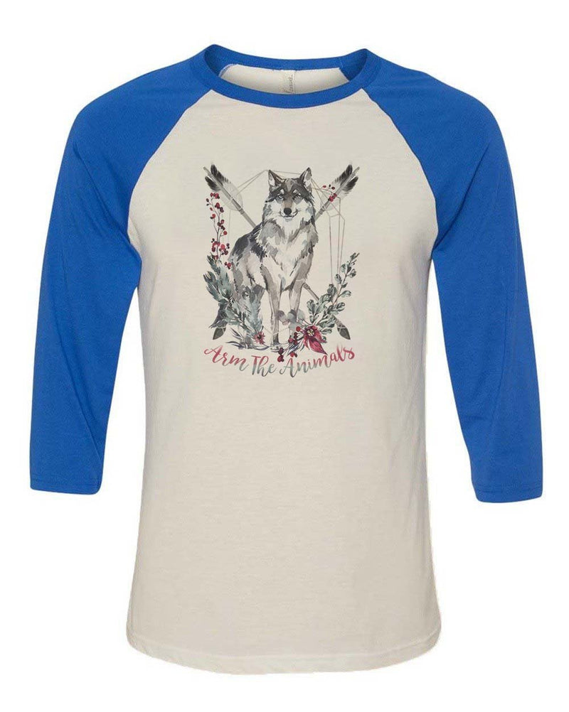 Load image into Gallery viewer, Unisex | Ridgeline Wolf | 3/4 Sleeve Raglan - Arm The Animals Clothing Co.
